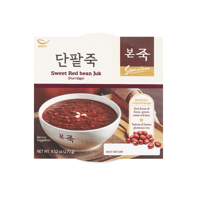 【米其林推薦餐廳出品】韓國BONJUK本粥 微波加熱速食粥 香甜紅豆粥 碗裝 270g