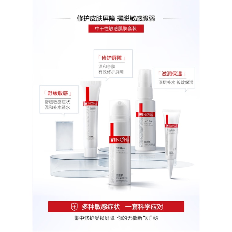 Sensitive Skin Care Set(Toner30ml+Cream15g+Cleanser15g+Sunscreen15g )Travel Set 6