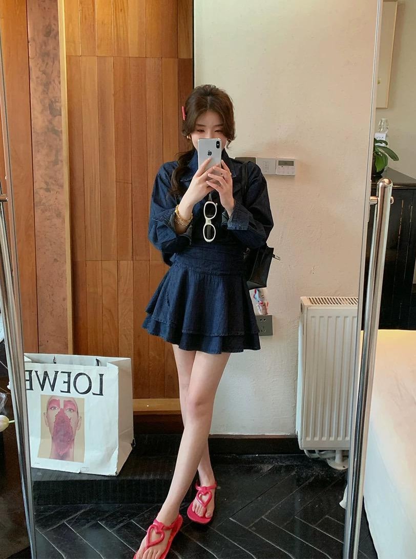 【加拿大直邮】 加拿大 SCENARIO 午夜缪思衬衫半裙两件套 S-M码 深蓝 深蓝色 S