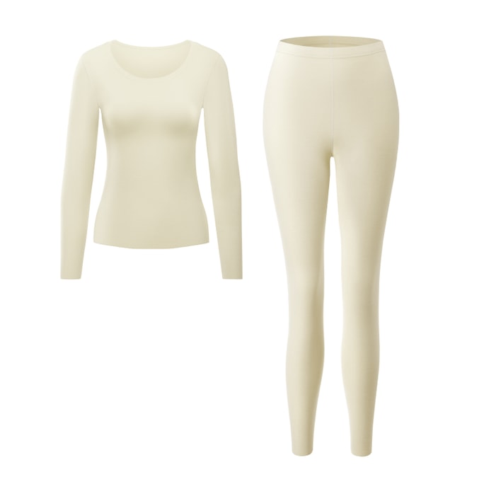  Women's German Velvet Thermal Underwear Set (Long Johns & Top) - 1 Set, Cloud Skin Color Size S