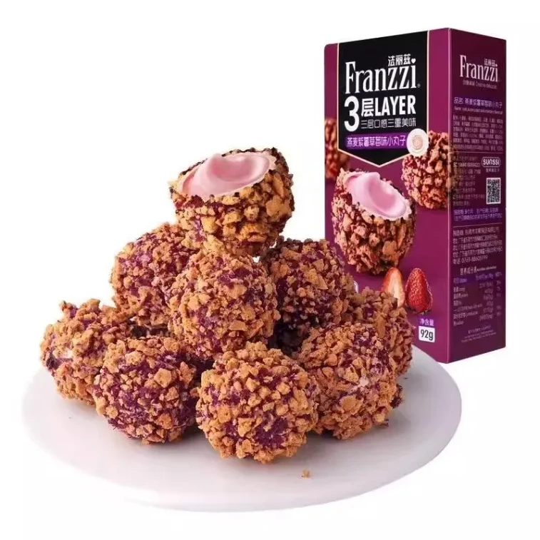 FRANZZI法丽兹 法丽兹小丸子92g*1盒燕麦紫薯草莓味休闲小零食茶点 0