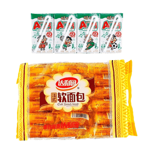 Soft French Bread 18 Pieces 12.69 oz+AD Calcium Milk Drink 4.22 fl oz*4 Packs【Breakfast Combo Pack】