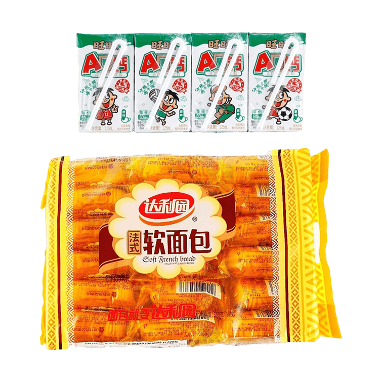 Soft French Bread 18 Pieces 12.69 oz+AD Calcium Milk Drink 4.22 fl oz*4 Packs【Breakfast Combo Pack】 3