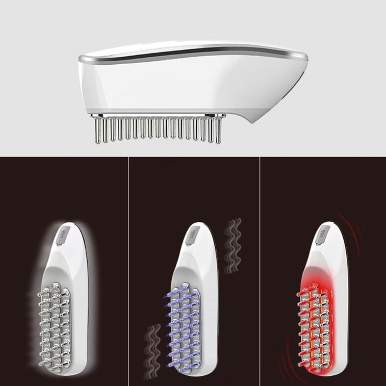 [경락을 풀어주고 혼잡함과 작별을 고하세요] KΛKUSΛN 빨간불 도입 빗이 있는 머리 및 얼굴용 다기능 경락 마사지 빗, 화이트 1개 5
