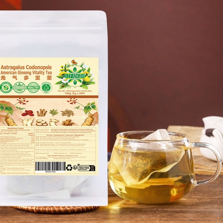 【Livraison directe du Canada】 Thé aux multiples bienfaits Sifanda 100g (5g × 20 sachets) Nourrit en douceur, reconstitue l'énergie et l'esprit. Idéal pour les personnes fatiguées, faibles ou manquant d'énergie toute l'année. Mélange scientifique d'ingrédients pour soulager les douleurs lombaires, la fatigue, le manque d'énergie dû aux veilles tardives. Thé à infuser pour renforcer la constitution. 8
