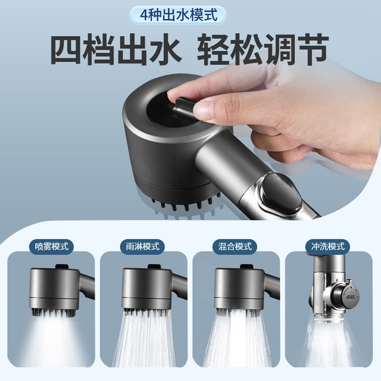 High Pressure Shower Head With Holder Handheld Shower Head With 1.5m Stainless Steel Gun Gray Hose And Holder Gift Box 1 Piece 3
