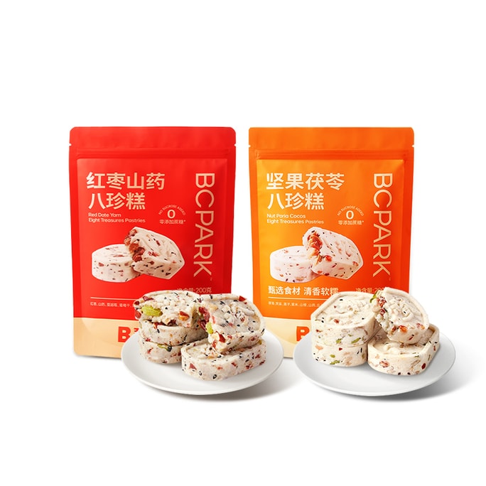 [중국 직배송] 비취원 공식 정품 무설탕 팔보떡, 대추, 고구마, 견과류, 복령, 아침 간식, 400g (200g*2봉지)