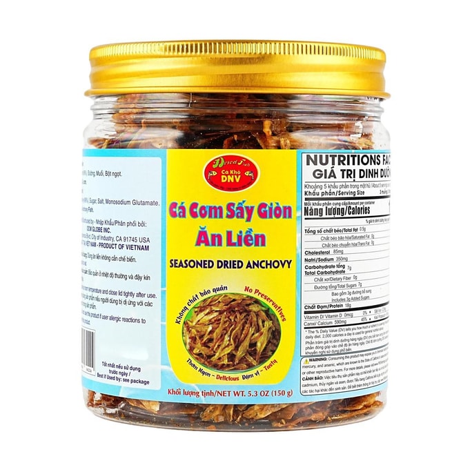 Seasoned Dried Anchovy,Fish Snacks, 5.29 oz