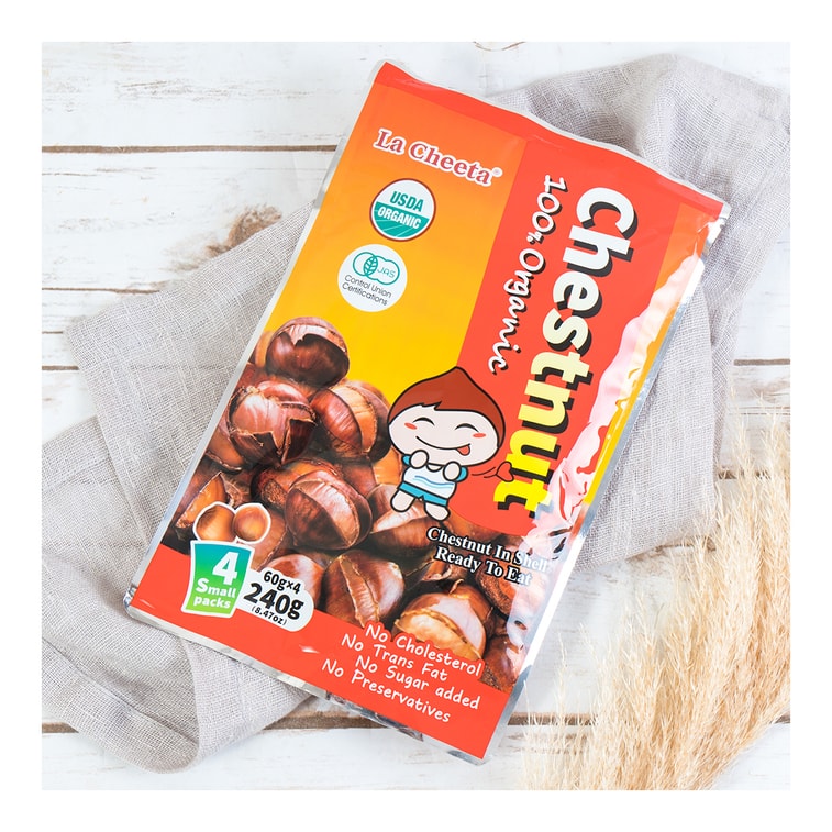 日本LA CHEETA 纯天然有机开口带壳甜板栗 4包入 240g【USDA认证】 4