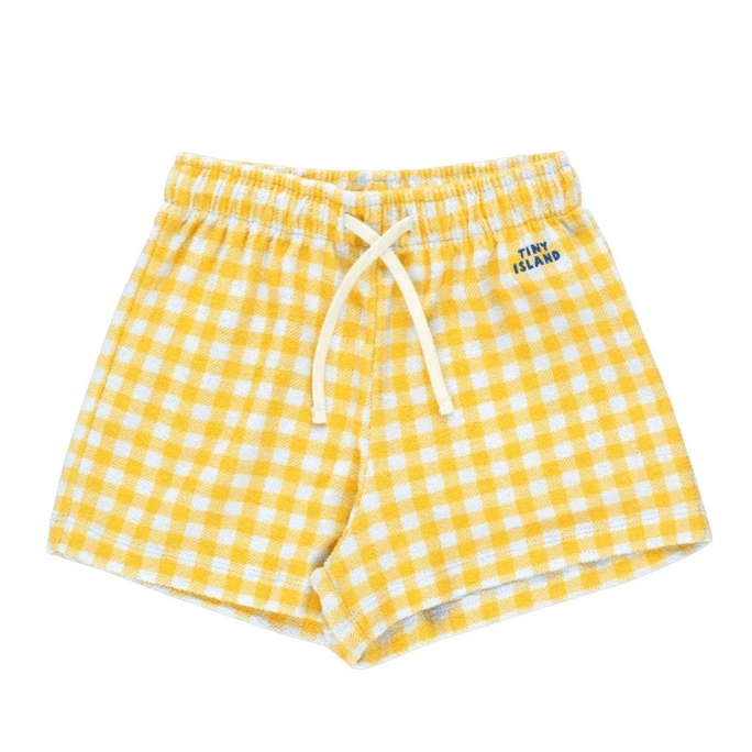 TINYCOTTONS Kids VICHY SHORT In Pale Blue Yellow 155 10Y