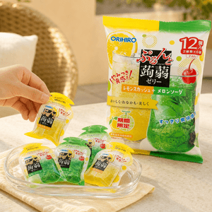 Lemon Squash and Melon Soda Konjac Jelly 12 pieces 8.46 oz【Low Calories 0 Fat】【Limited Edition】【Refreshing & Chewy】