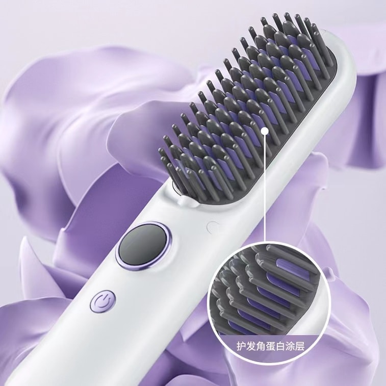 중국 HuiHao LCD 디스플레이 음이온 헤어 스트레이트너 무선 헤어 스트레이트 빗 화이트 1개 4