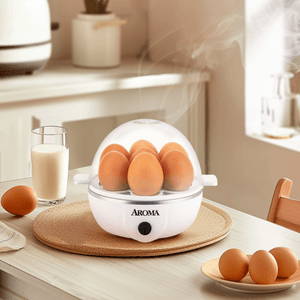 美国AROMA 迷你蒸蛋器煮蛋 电蒸锅电蒸笼 可煮7只蛋 白色 AEB-807