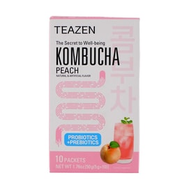 【BTS Favorite】Peach Kombucha Drink Mix - Probiotic Health Beverage, 10 Packets* 0.17oz