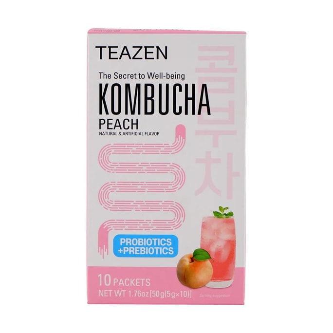 【BTS推薦】桃子康普茶飲料混合物 - 益生菌健康飲品 10包* 0.17oz