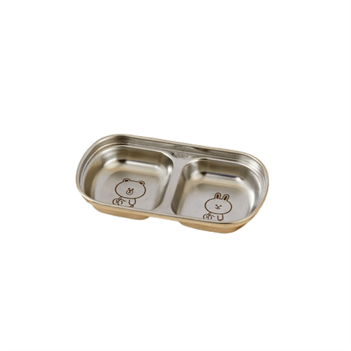 304 Stainless Steel Dipping Dish Korean Barbecue Multi-Compartment Seasoning Dish Two Compartments