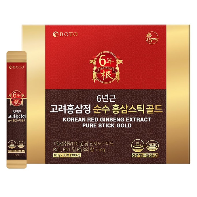 6-Year-Old Red Ginseng Extract Pure Stick Gold 300g/10g X 30 Sticks