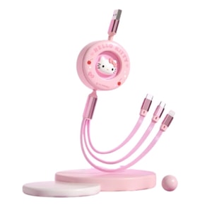 4-in-1 Charging Cable, 2-to-2 Fast Charging, Cute USB Ports, Multifunctional Car Charger, [Apple + Android + Type-C] 66W Fast Charging ★ 5-position Retractable, 1 piece