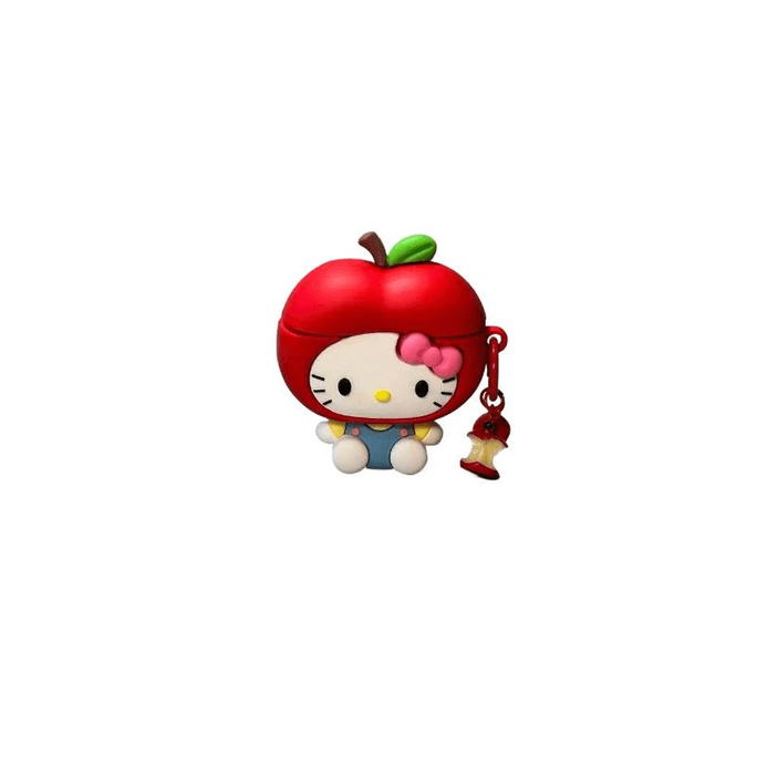 Cute Red Apple Kitty Cat AirPods 4th Generation Earphone Case (6*4.5cm)