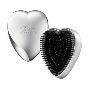 ハートブラシ #シルバー - 静電気防止スムージング | 引っ張らず、髪に優しい | 持ち運びやすく、ホリデーギフトにも