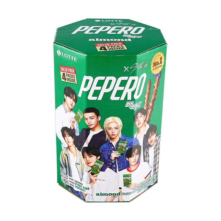 PEPERO Almond Chocolate Biscuit Stick,4packs 4.51oz【Stray Kids Pick】【Packing May Vary】 8