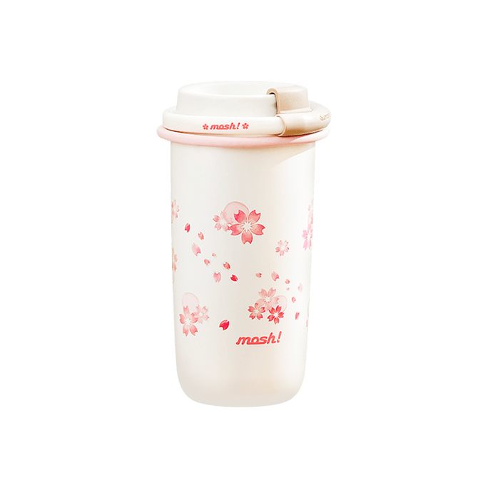 Latte Straw Insulated Coffee Mug Vacuum Stainless Steel Tumbler with Lid Thermos  480ml Sakura White 