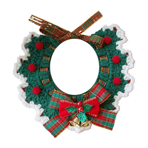 [중국 직배송] 펫타임 - 핸드메이드 니트 크리스마스 반려동물 턱받이, 침흘리기 턱받이, 홀리데이 장식, 메이플 리프, 원사이즈 20cm*1