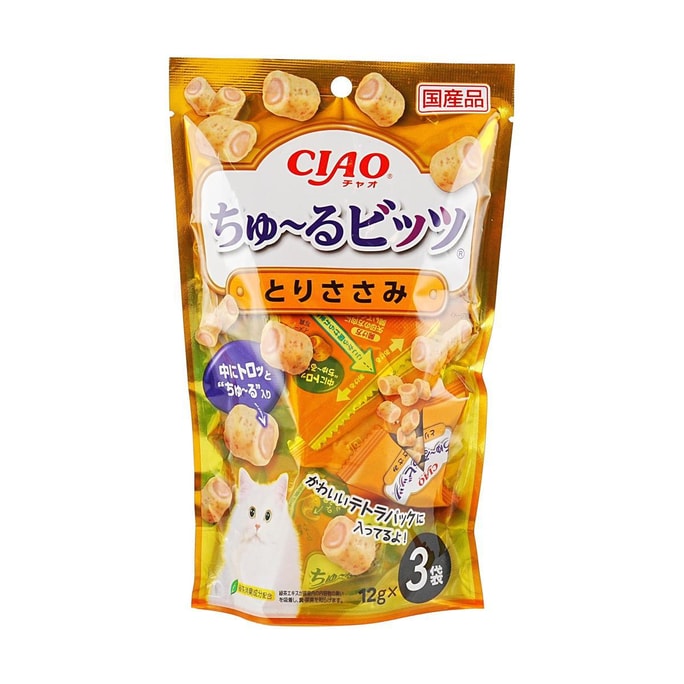日本INABA伊纳宝 猫猫零食宠物零食 烤鸡肉卷 鸡胸脯 3袋装