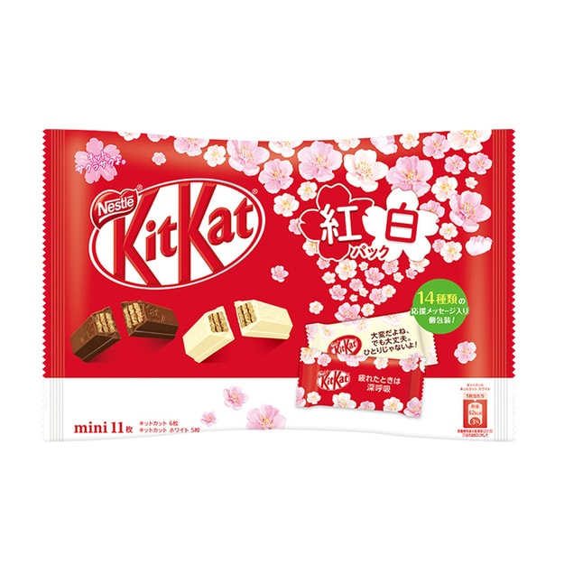 商品详情 - 【日本直邮】日本KIT KAT 2021年新年限定 红白限定包装2种口味威化 11枚装 - image  0