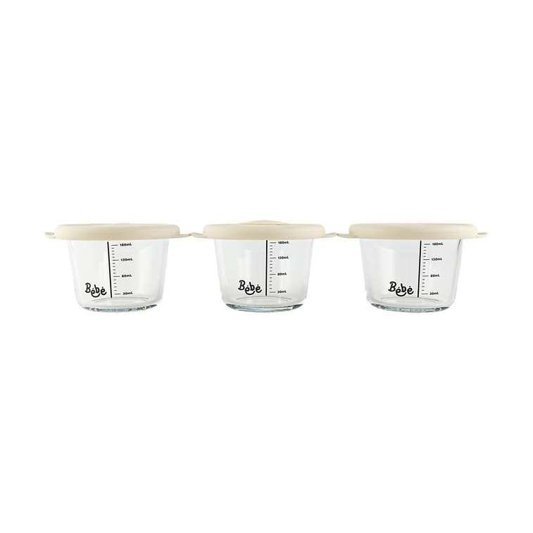 밀폐형 유리 이유식 용기 (BPA-Free, 크림 샌드 색상 3개입) 5