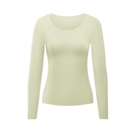 【中国直邮】 素肌良品 德绒女式保暖内衣加绒加厚发热秋衣*1件 豚草绿 M