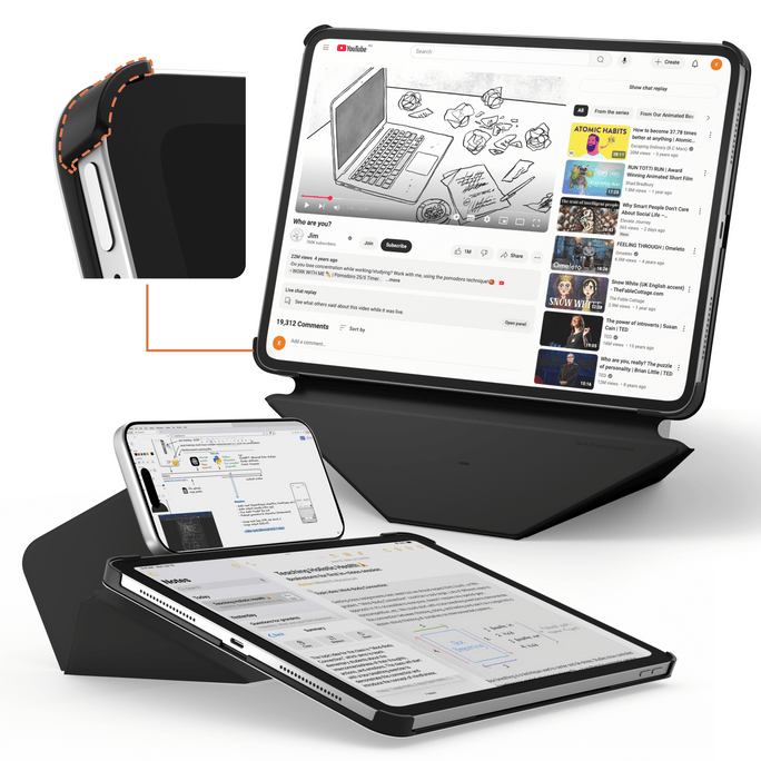 MOFT Dynamic Folio平板电脑灵动保护套 iPad mini 7th A17 Pro 2024 / 6th A15 2021 20+角度 自动唤醒/睡眠 超薄 骑士黑 带边角保护