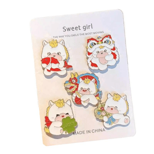 Year Of The Horse This Year Adornment Lovely Metal Small Brooch Badge Accessories Qian Ma Send Xi 2.6*3.2cm*5 Pieces