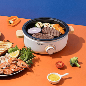 【Low Price Guarantee】Whatever Pot, Indoor Grill, Cooking, Hot Pot with Glass Lid, Bamboo Handles,