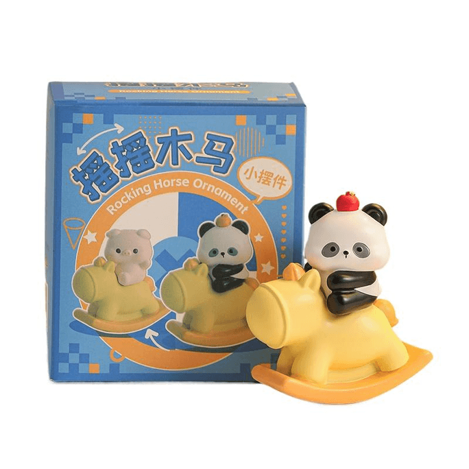 Cute And Healing Small Decorative Item,  Bear With Bamboo And Wooden Horse Shaking Toy , 6.5*2.5*7cm