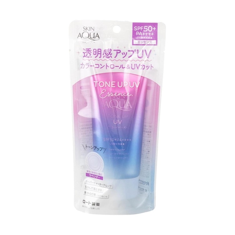 ROHTO Skin Aqua Tone Up UV Essence SPF50+/PA++++, 2.82 oz Lavender