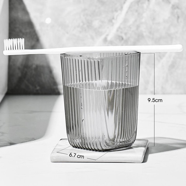 BDO 透明方型漱口杯 牙刷杯儿漱杯牙具杯牙缸 透明黑无把手 6.7×9.5cm 4