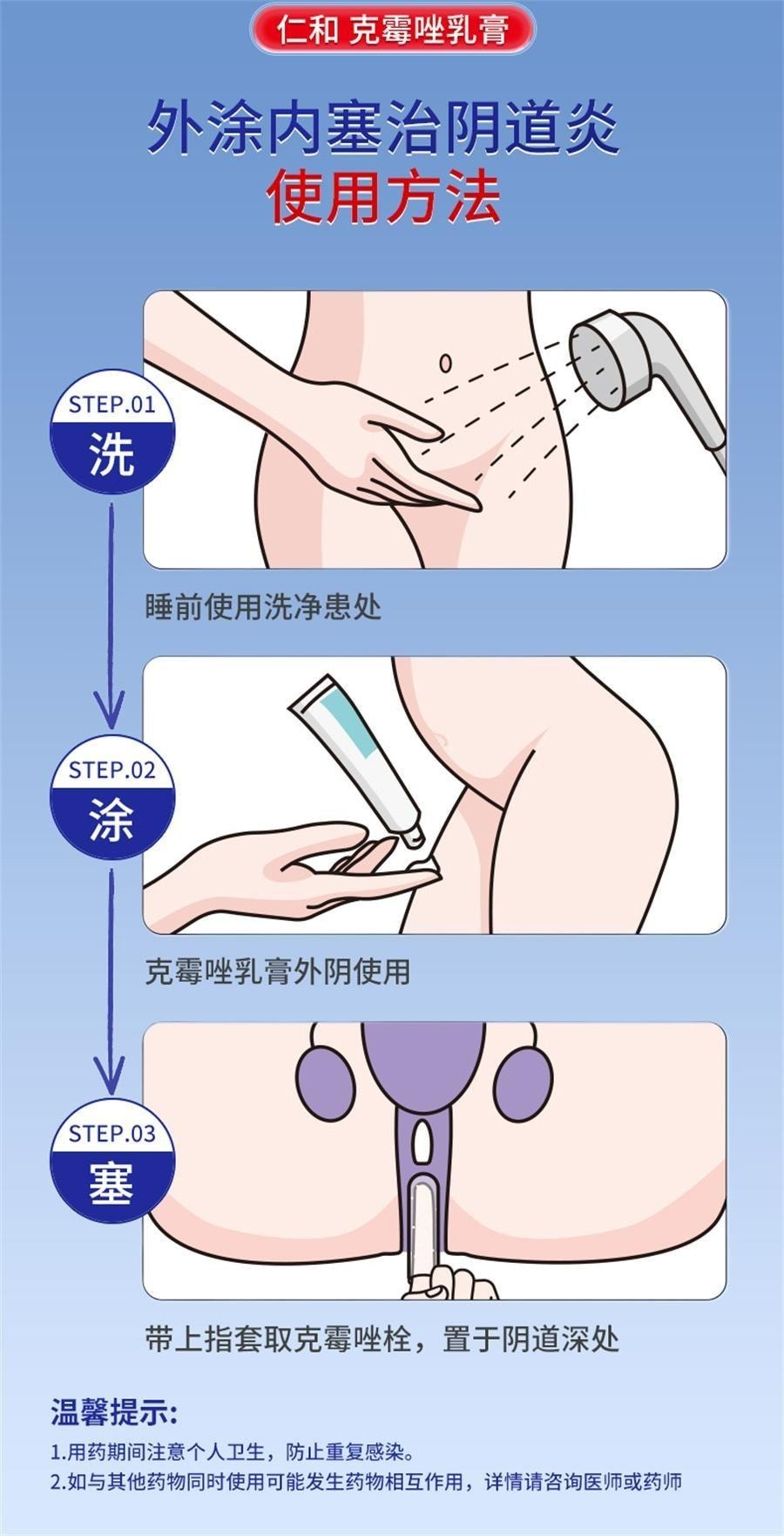 【中国直邮】 仁和 克霉唑乳膏 杀菌私处止痒软膏 阴道炎妇科用药外阴瘙痒炎症专用 20g/支