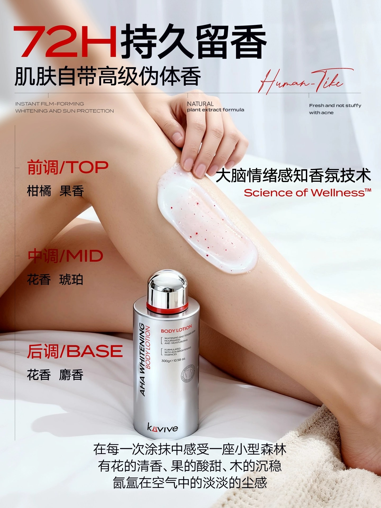 【中国直邮】 新加坡 Kuvive 果酸焕白身体乳 美白身体乳保湿滋润女皮肤干燥止痒果酸去鸡皮持久留香润肤乳 300g/瓶