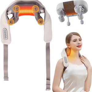 佰凌客 指壓頸部和背部按摩器,帶加熱功能,仿人手揉捏無線頸部按摩儀,4D深層按摩肩頸,緩解肌肉酸痛,促進血液循環,美國倉庫發貨