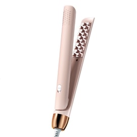 US Version: Corn-shaped Negative Ion Hair Straightener & Curler (Hair-Friendly, Portable, Dual-Function: Straightening & Curling) for Voluminous, Airy Bangs and Curls – Volumizing Curler, Pink, Single
