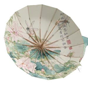 旺黎 荷花韵太阳伞 雨伞【彩胶 0透光 高效隔热】防紫外线 遮阳折叠伞 通勤随身 轻便精致#映日荷花 1/bag