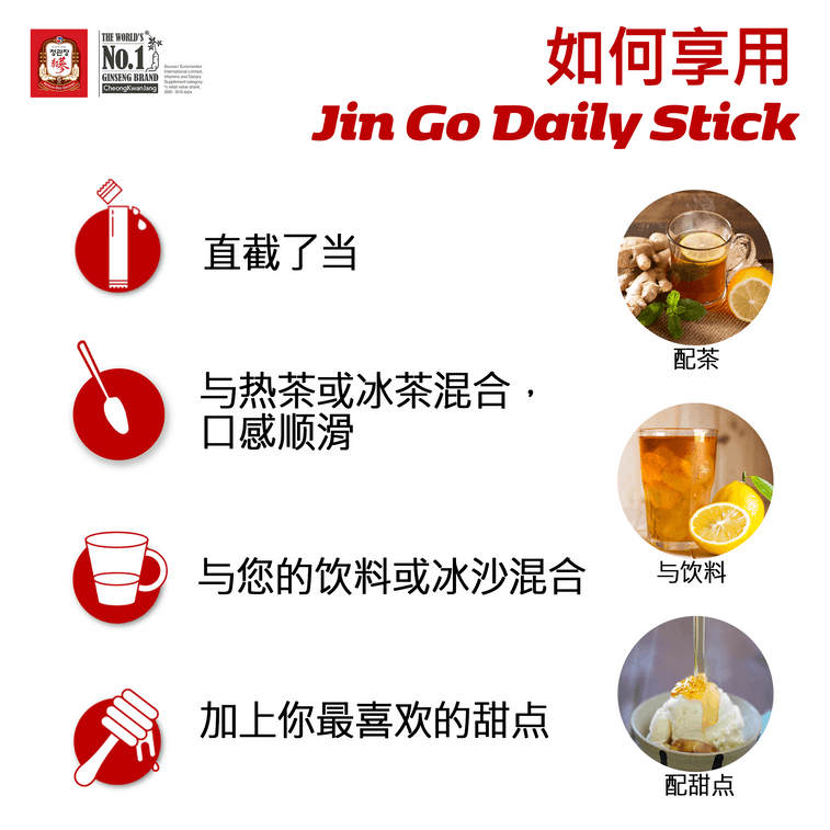 CheongKwanJang Hong sam Jin Go Daily Sticks 30 Pack - Korean Red Ginseng with Honey 4