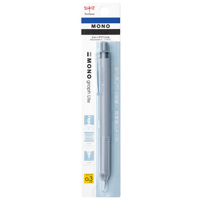 MONO Mechanical Pencil 0.3mm with Eraser [Gray-Blue]