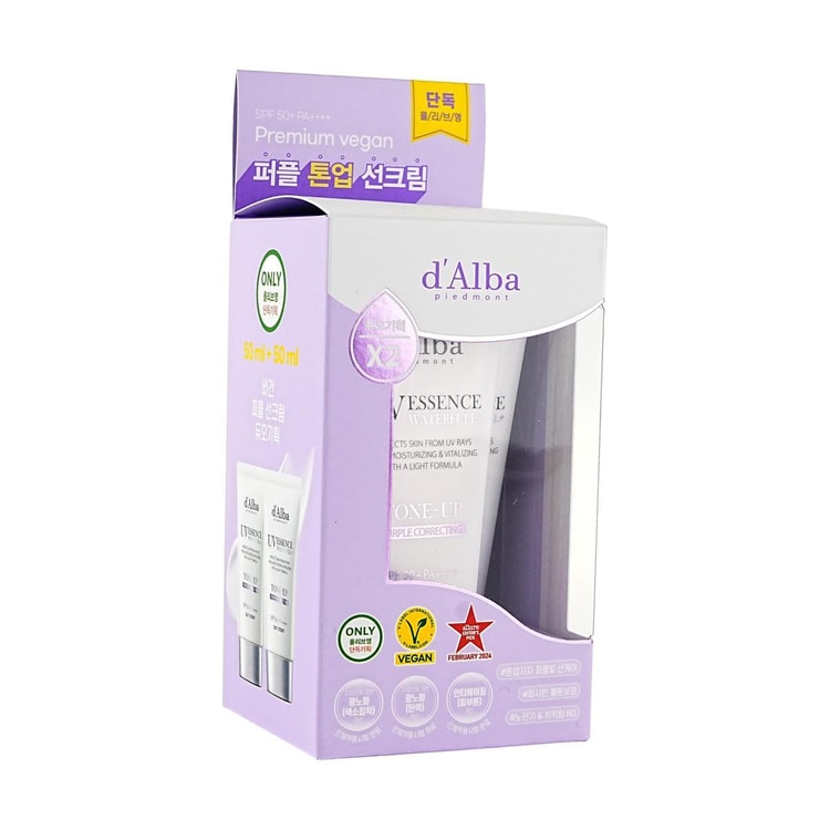 d'Alba UV Essence Waterfull+ Sunscreen, Purple Correcting Tone-Up