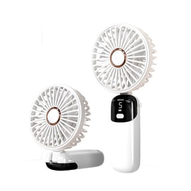 Foldable Handheld Fan Adjustable Wind Power Duration 9-10 Hours Digital Display USB Charging