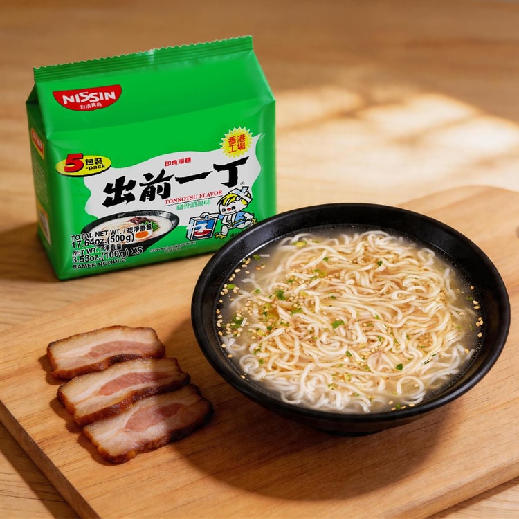 日清食品 出前一丁 即席麺 九州濃厚豚骨スープ 5食パック - Yami