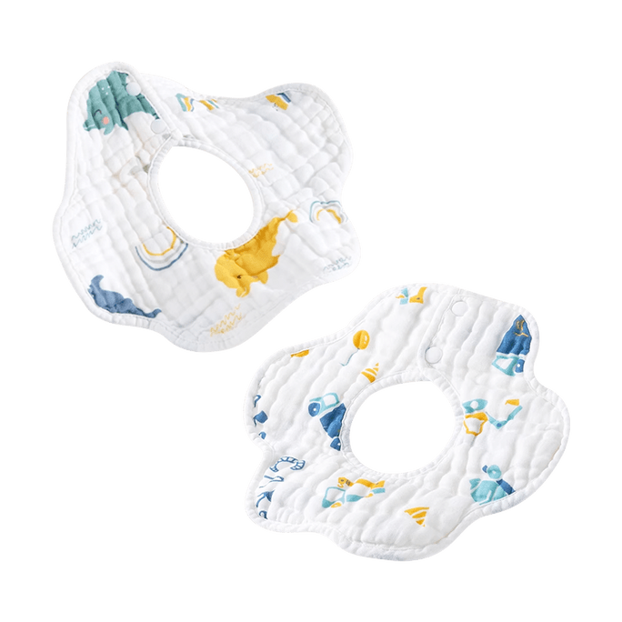 Blossom Baby Bib Antibacterial Mealtime Apron, Pack of 2, 28*28cm