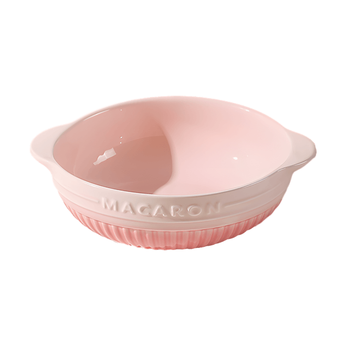 Kawashimaya MACARON Series Large Basin Bowl Double-Handled Ceramic Soup Bowl Pink 8'