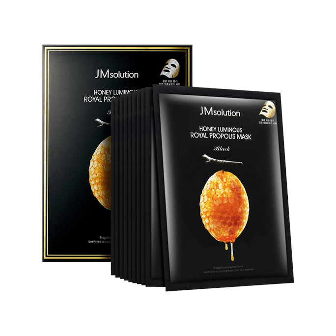 Honey Luminous Royal Propolis Mask, Black, 30ml x 10 Sheets